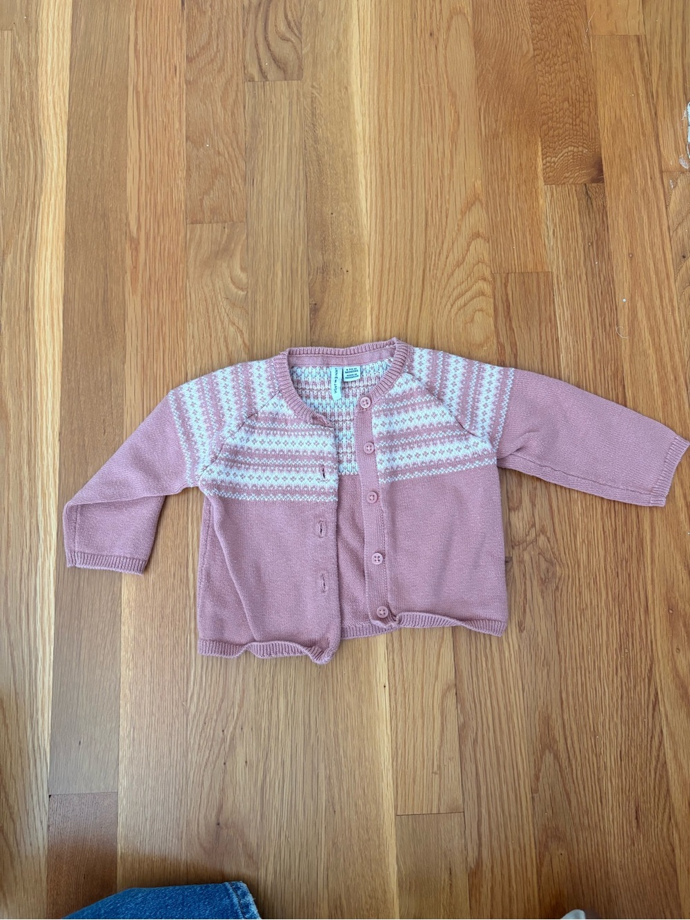 Janie and Jack Mauve Pink & White Knit Cardigan
